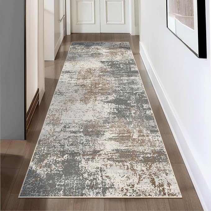 Ciicool 2'6 "x8' Washable Runner Rug, Modern Abstract Hallway Rugs Runner - Image 2
