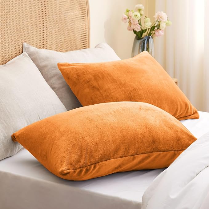 BEDELITE Flannel Pillow Cases Queen Size Set of 2, Super Soft Fleece Pillowcases - Image 2