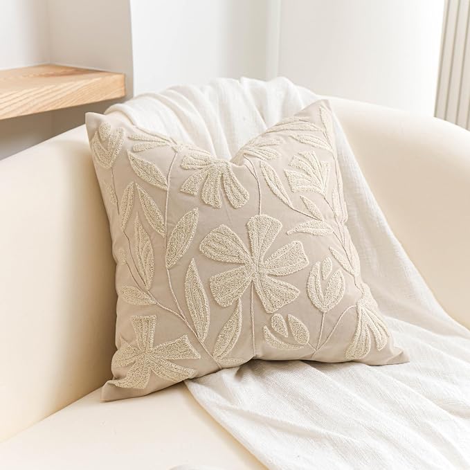 BlissBlush Light Beige Velvet Decorative Throw Pillow Cover 20X20, Neutral by BlissBlush