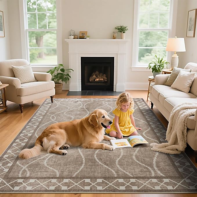 4x6 Area Rugs for Bedroom Living Room, Machine Washable Low Pile Rugs, Non Slip - Image 3