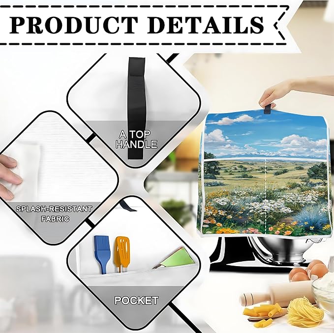 Mixer Dust Cover for 8.5-9.5 Qt Stand Mixer, Cloth Cover - Image 3