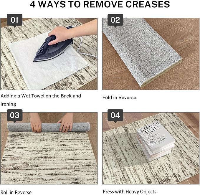 Modern Abstract Runner Rug, 2x6 Feet, Faux Wool, Machine Washable, Kid & Pet - Image 4