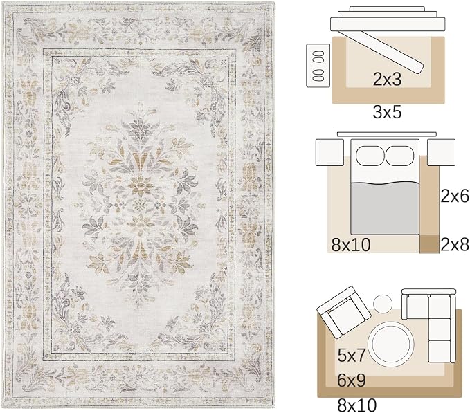 jinchan Vintage Floral 3x5 Area Rugs - Image 2