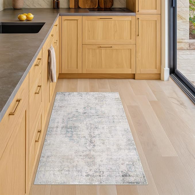 Blue and Gray 2x3 Washable Rug for Entryway Indoor, Kitchen Floor Waterproof - Image 6