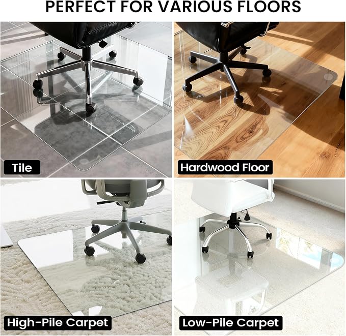 Tempered Glass Chair Mat, 1/5" Thick Clear Floor Mat - Image 5