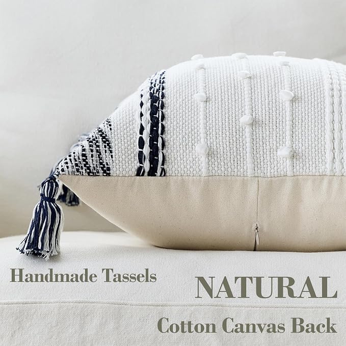 Boho Pillow Cover 18x18 Navy Blue - Image 4