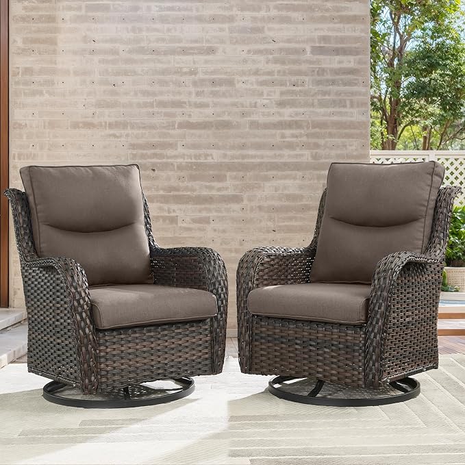 Outdoor Chair Cushions Set of 2-22 x 25 Inch Fade Resistant Patio Chair - Image 2