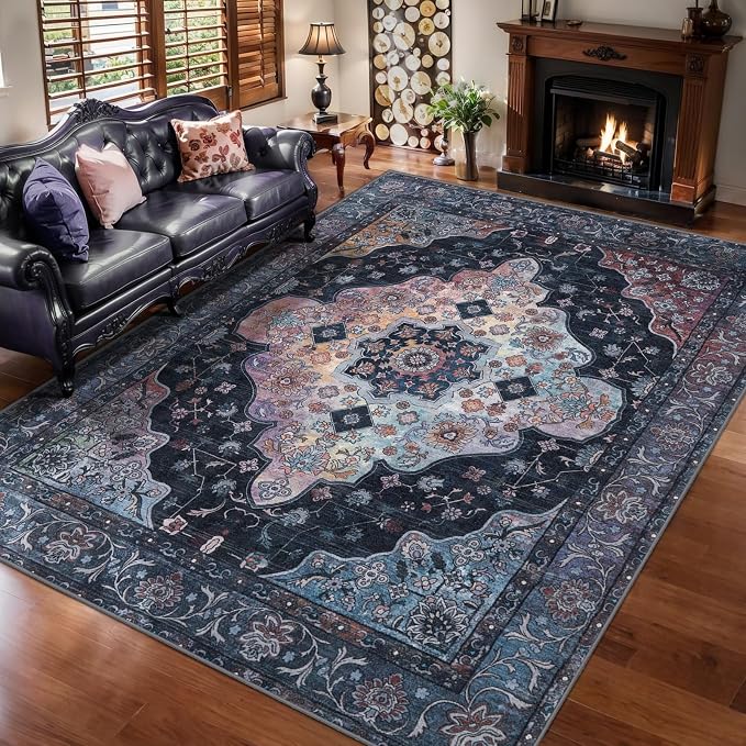 6x9 Area Rug Washable Rug for Living Room, Vintage Rug Indoor Non Slip Large - Image 2