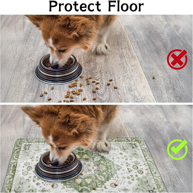 Pet Food Mats for Floor, Absorbent Dog Mat for Food and Water Dispenser Mat - Image 3