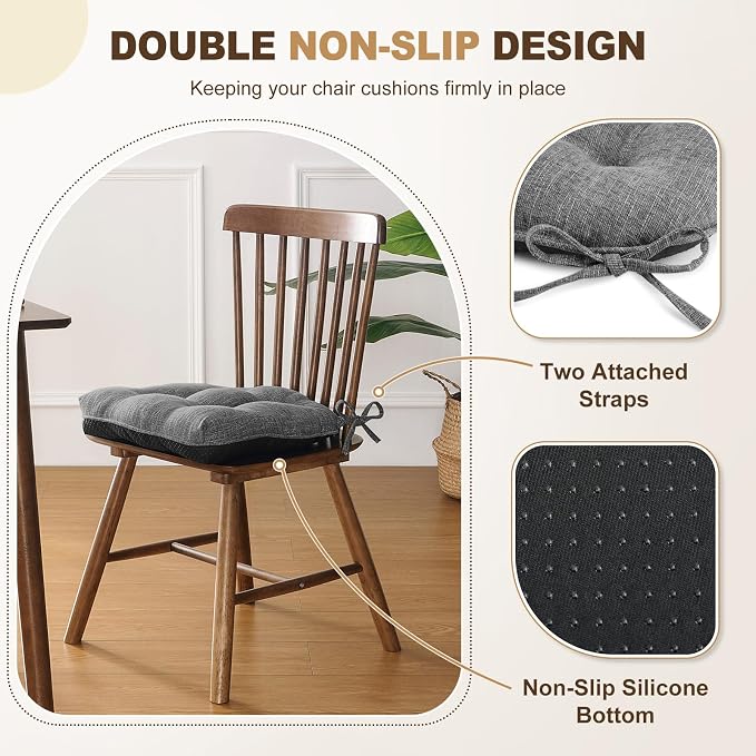 downluxe Indoor Chair Cushions for Dining Chairs, Tufted Overstuffed Textured - Image 4