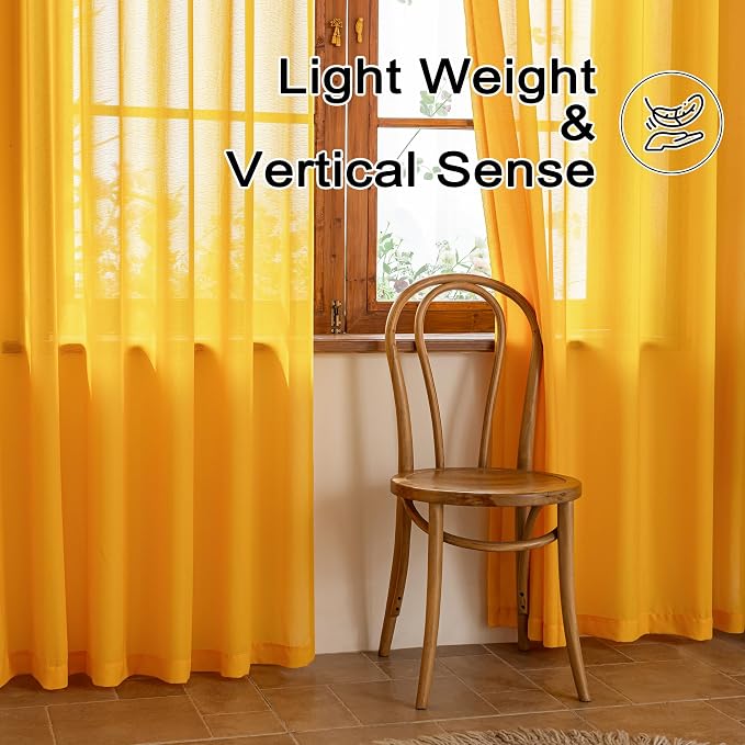 MAIHER Pinch Pleat Sheer Gold Curtains 84 Inches Long - Image 5
