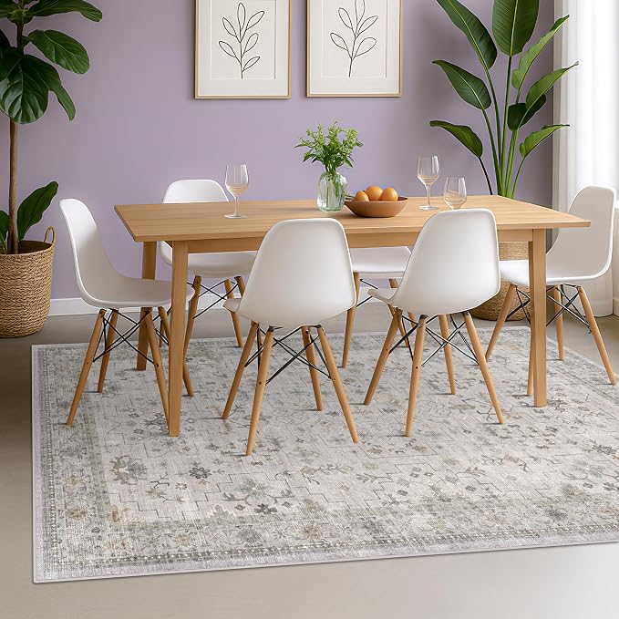 Boho Light Grey Living Room Rug 7x9 - Image 3
