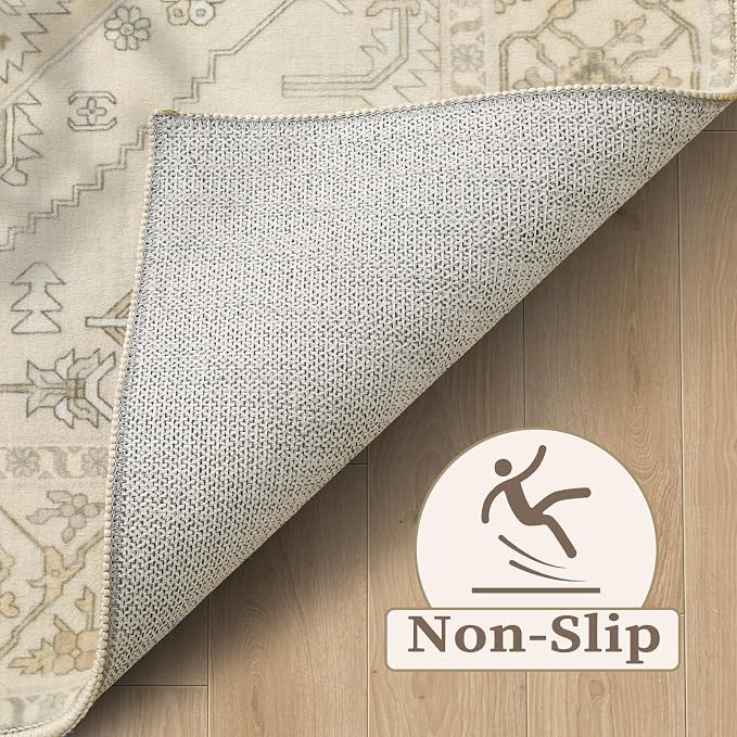 SERISSA Boho Rugs for Entryway, 2x3 Beige Entryway Rug Non-Slip Washable Small - Image 4