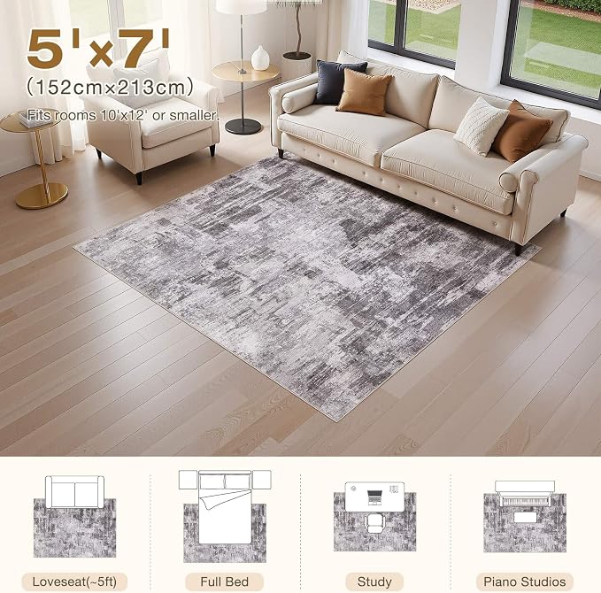 Abstract Living Room Rug 5x7 - Image 2