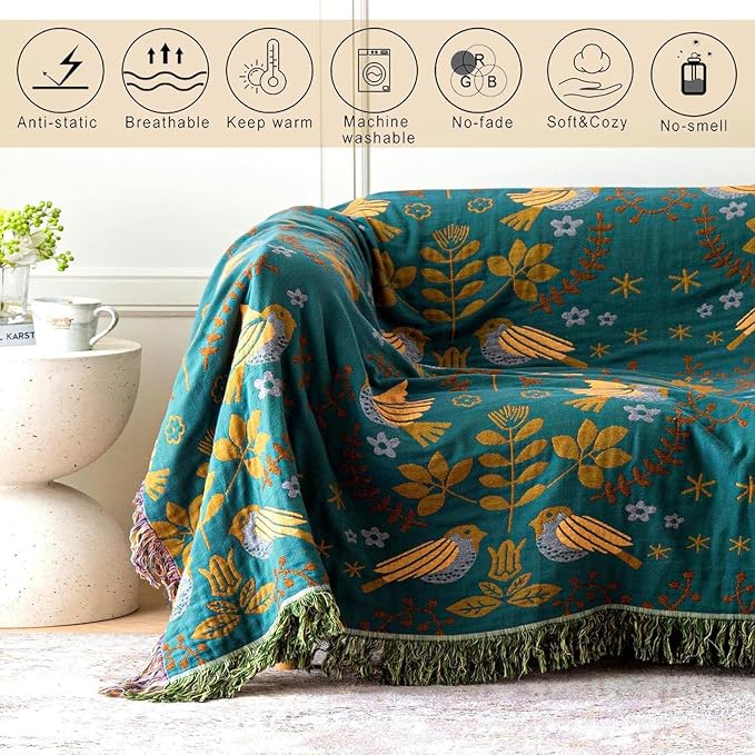 MSGKV Boho Throw Blanket Cotton Blanket - Image 4