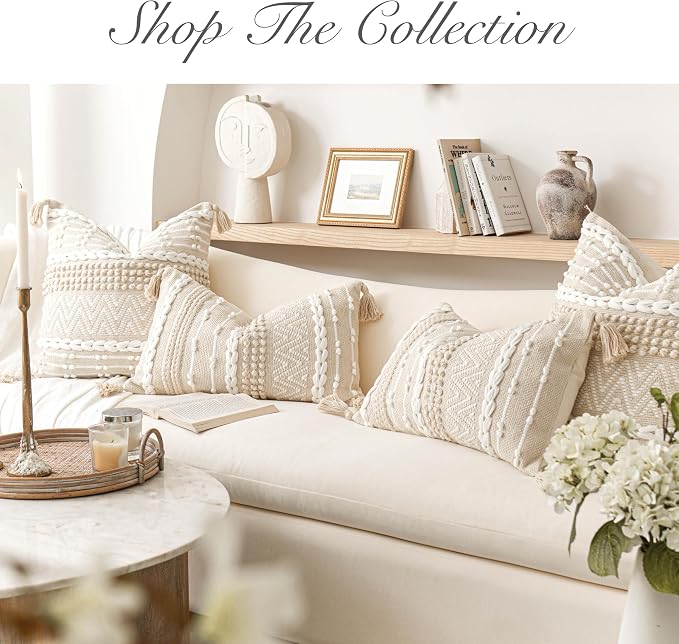 BlissBlush Decorative Lumbar Pillow Cover 14x24, Cream White Boho Accent Throw - Image 8
