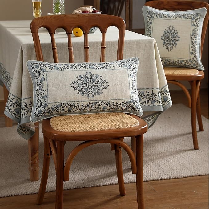 ISAENNE Design Linen Rectangle Throw Pillow Covers 12"x20" Pack of 2, Cottage - Image 2