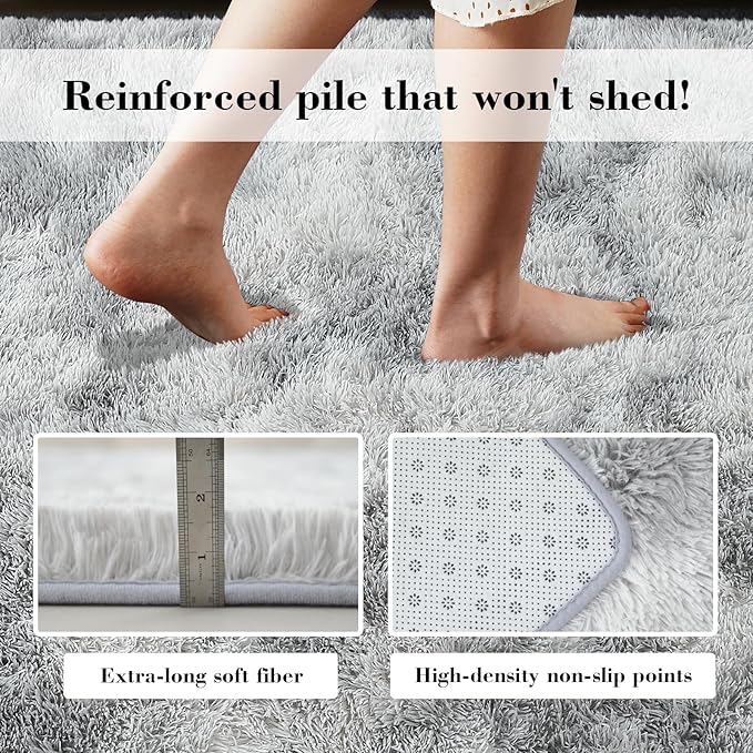 Soft Runner Rugs for Bedroom, Mottling Grey 2x8 Runners for Hallways Fluffy Rug - Image 5