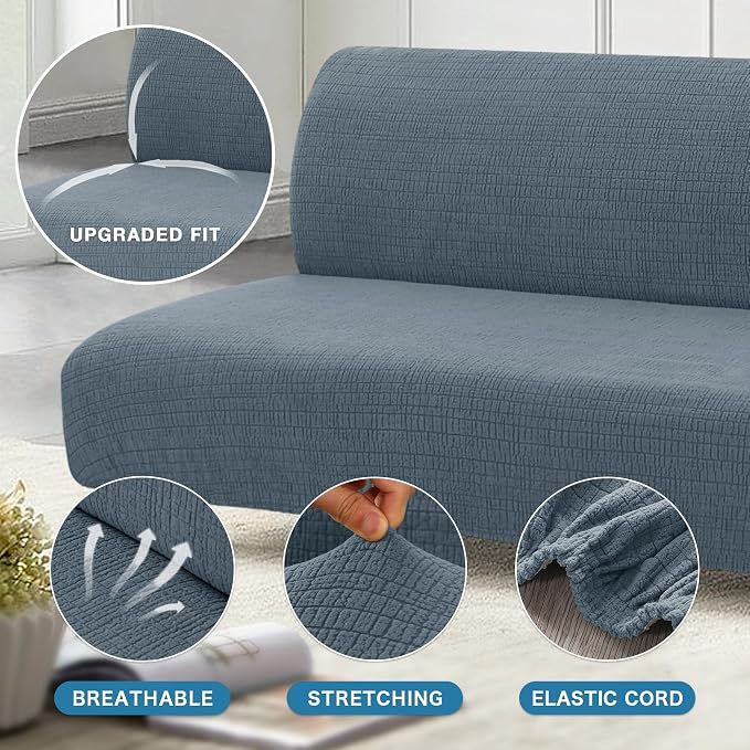 H.VERSAILTEX 100% Waterproof Stretch Futon Slipcover Armless Sofa Cover - Image 5