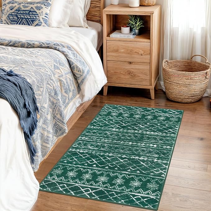 KUTA Christmas Rugs for Entryway, Ultra Soft Vintage Geometric Low-Pile Indoor - Image 3