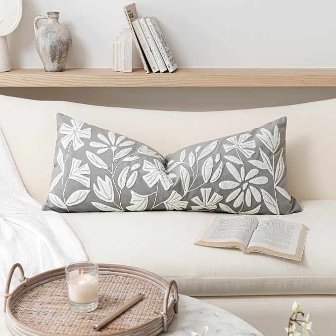 BlissBlush Grey Velvet Decorative Long Lumbar Pillow Cover 14x36, Light Gray - Image 7