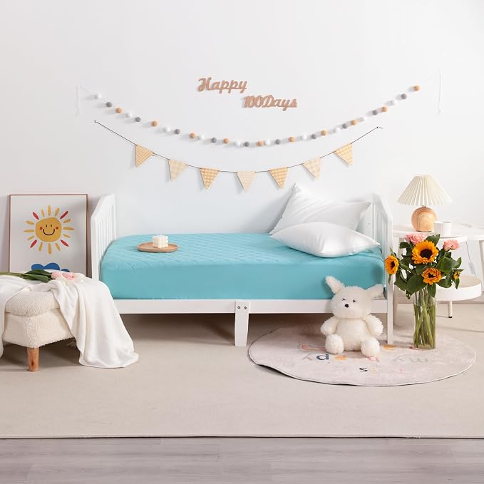 NTBAY 2 Pack Waterproof Crib Mattress Protector, Quilted 28"x52" Toddler Fitted - Image 5