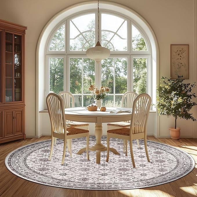 jinchan Round Rug 8ft Washable Circle Soft Rug - Image 2