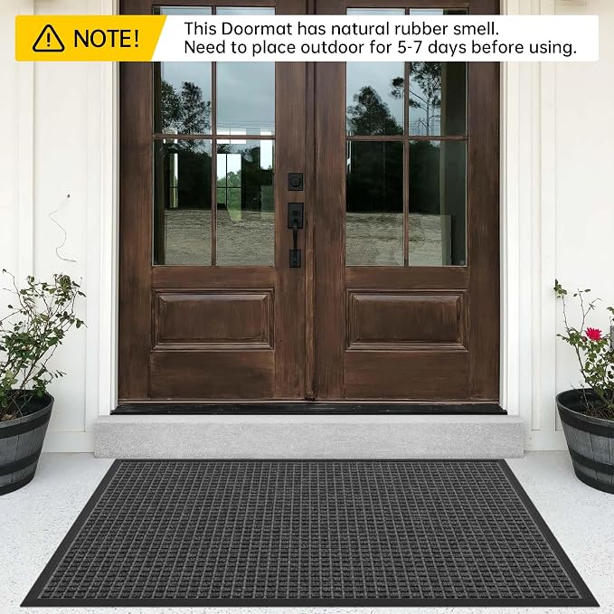 Sturdy Front Door Mat Outside Entrance, Stain and Fade Resistant, Natural - Image 2