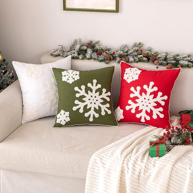 MIULEE Pack of 2 Christmas Decorative Snowflake Throw Pillow Covers Canvas - Image 4