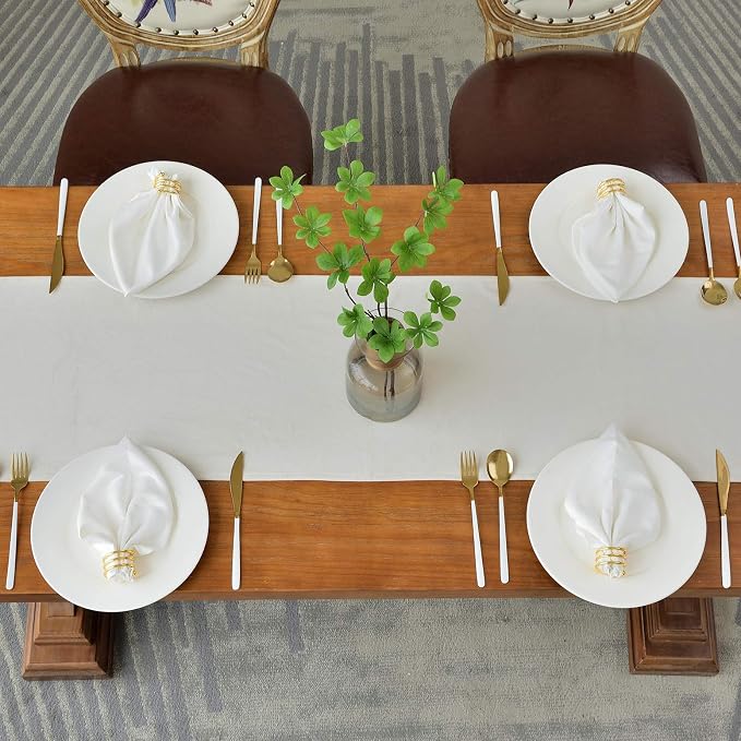 BALCONY & FALCON Velvet Table Runner 14"x118" Ivory Luxury Machine Washable - Image 3