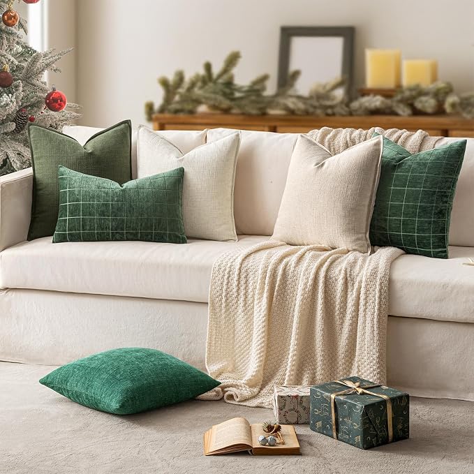 MIULEE Christmas Decorative Pillow Covers 18x18, 2 Pack Boho Farmhouse Neutral - Image 4