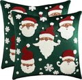 LUOYEHK Christmas Santa Claus Pillow Covers 18x18 Set of 2 Velvet Green Pillow by LUOYEHK