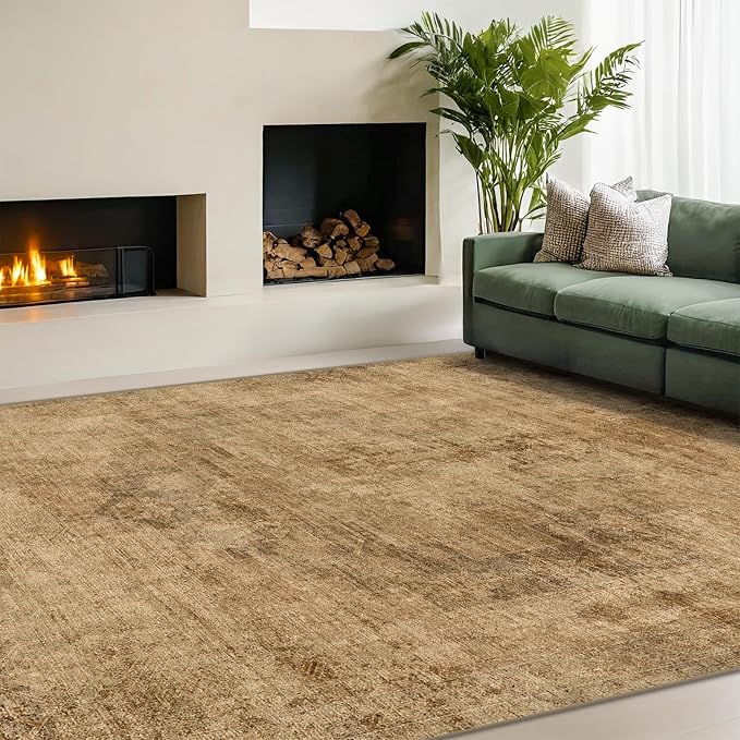 Brown and Gold Rugs for Living Room 5x7 Rug by HazoHaus
