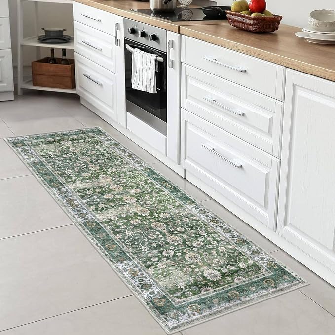 KUTA Runners for Hallways 2x6, Vintage Floral Rug Non-Slip Washable Kitchen - Image 2