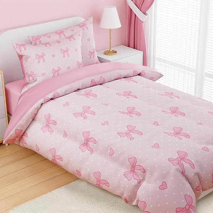 SANDJEST Bow Comforter Set Full Size 98x86in - Image 5