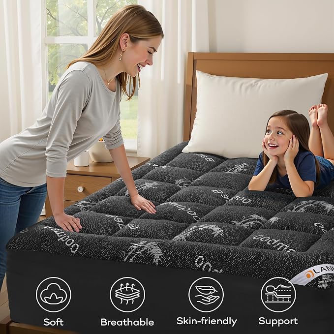 OLANLY Twin Mattress Topper – Viscose Made from Bamboo, Cooling Soft Twin - Image 8