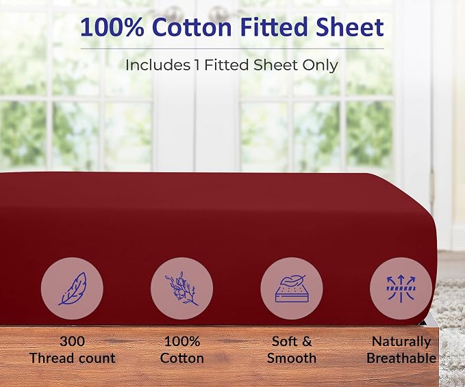 ROYALE LINENS 300 Thread Count 100% Long Staple Combed Cotton Fitted Sheet King - Image 4