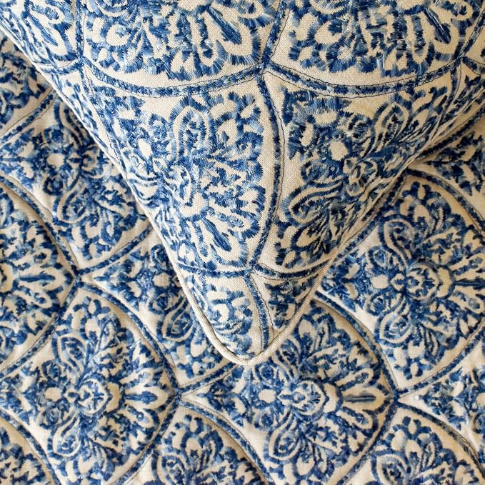 The HomeCentric King/Queen/Twin Blue Decorative Queen 74"x18" Bed Runner - Image 3