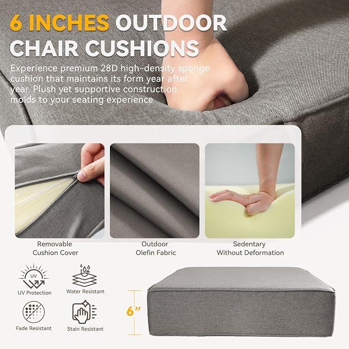 Outdoor Cushion Set for Furniture Patio Furniture, UV Resistant, Water Resistant - Image 5