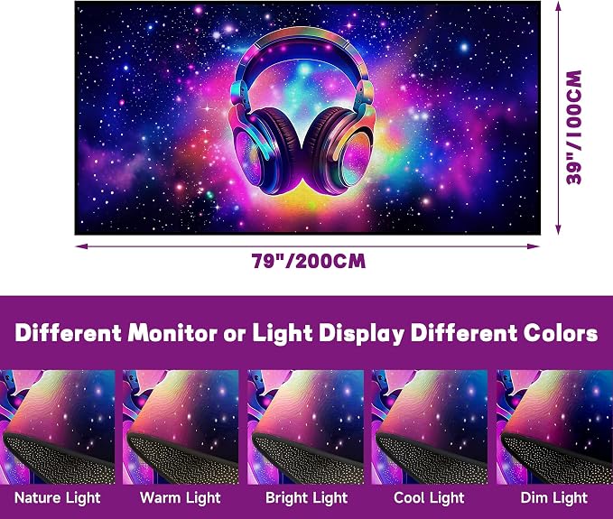 Galaxy Game Area Rug Music Headphone Rugs Colorful Throw Rug Non-Slip Carpet - Image 2