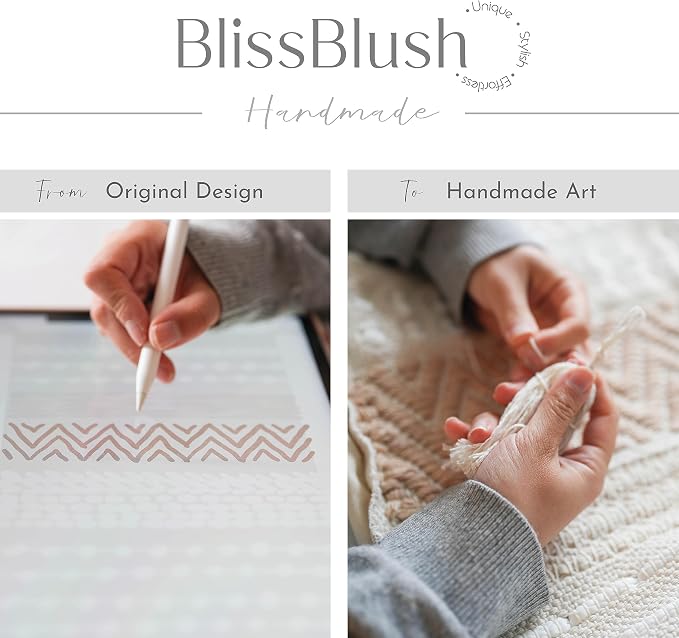 BlissBlush Decorative Lumbar Throw Pillow Cover 14x24 Boho Dark Blue Accent - Image 2