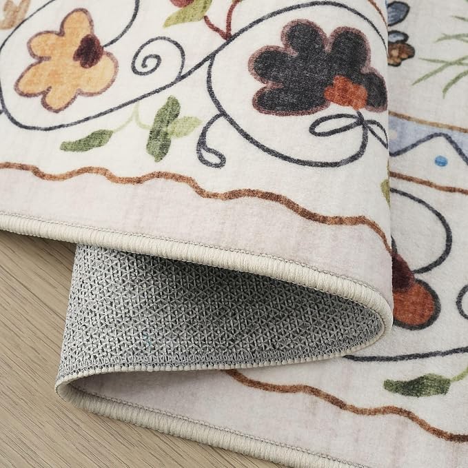 Rugcomf Door Mat Indoor Entrance 2x3 Rug Machine Washable Boho Floral Animal - Image 6