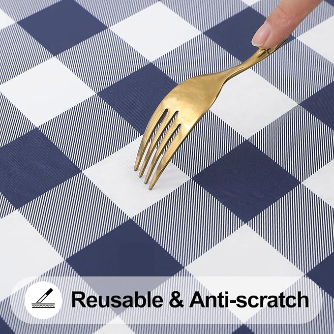Smiry Rectangle Picnic Table Cloth, Elastic Waterproof Fitted Vinyl Tablecloths - Image 7