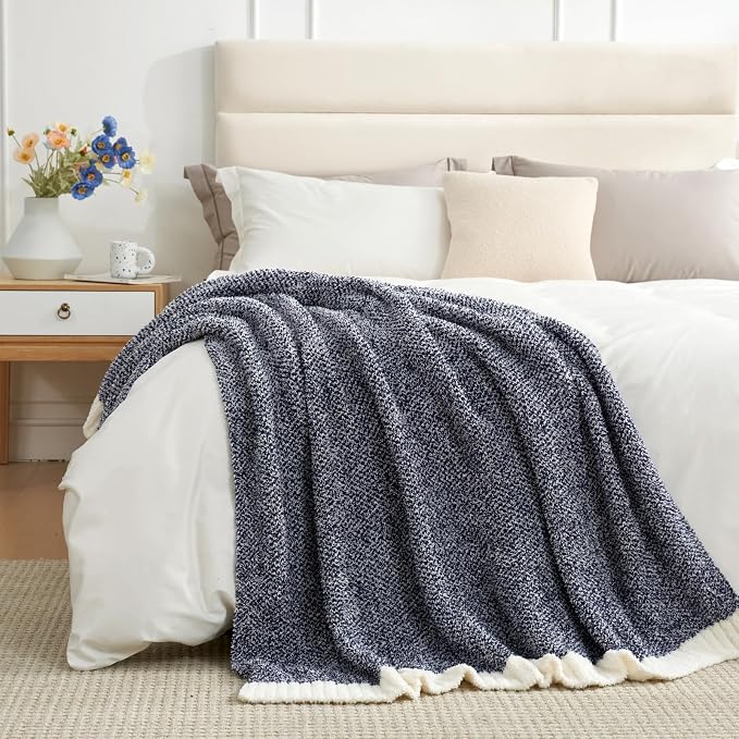 Snuggle Sac Heather Navy Oversized Twin-XL Size Blanket, Super Soft, 66x90 - Image 5
