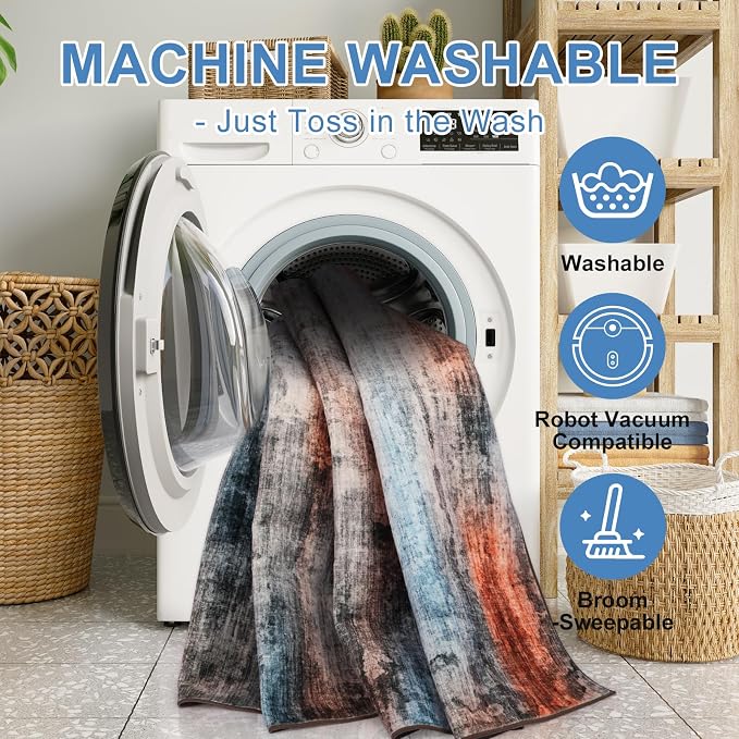 WILLSUN Washable Area Rugs, 2x3 Non-Slip Boho Small Area Rugs - Image 5