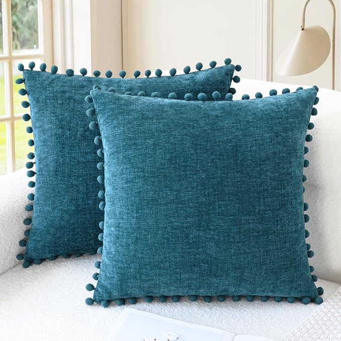 CaliTime Throw Pillow Covers Decorative 20 X 20 Inches Pack of 2 Cozy Solid by CaliTime