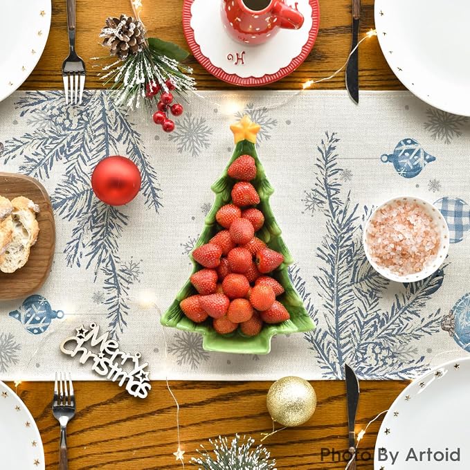 Artoid Mode Blue Pine Trees Merry Christmas Table Runner, Winter Xmas Holiday - Image 4