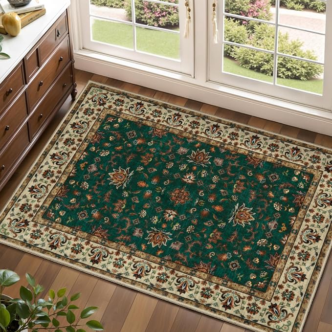 Tangsoo 2x3 Washable Rugs for Entryway, Small Area Vintage Floral Rug Non-Slip by Tangsoo
