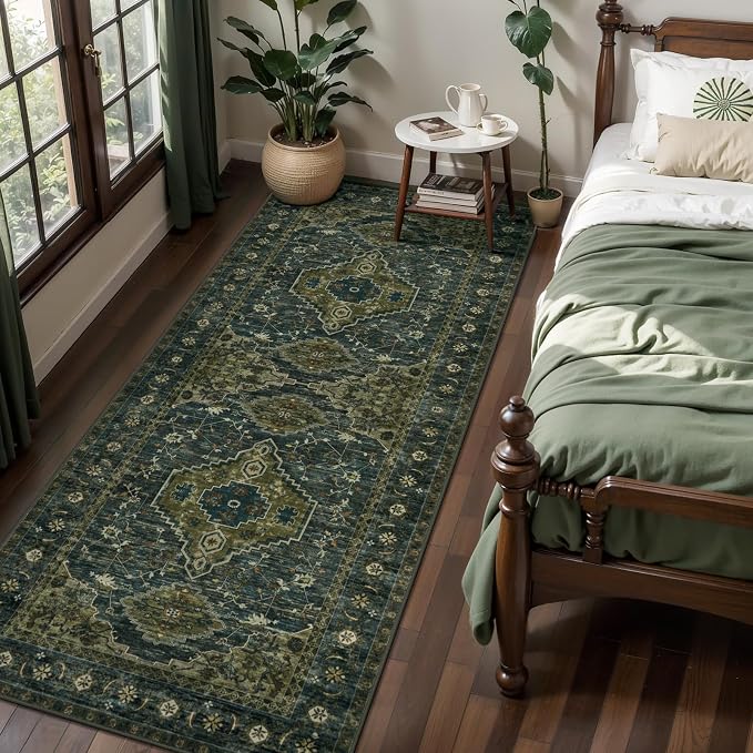 Tangsoo 2x6 Green Washable Runner Rug - Image 2