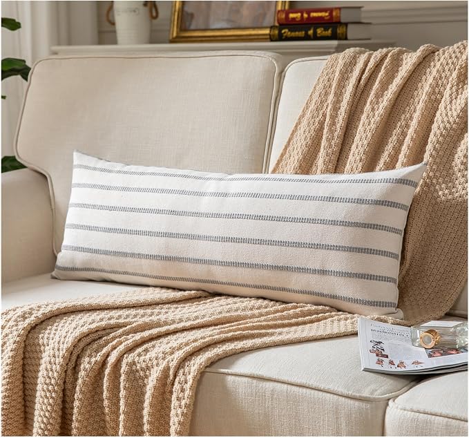 Caflife Boho Lumbar Throw Pillow Cover 14X36 Long Soft Farmhouse Decorative by Caflife